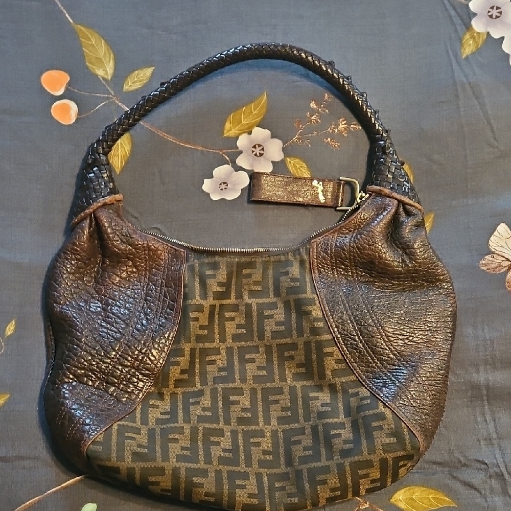 Fendi Black and Brown Hobo Bag